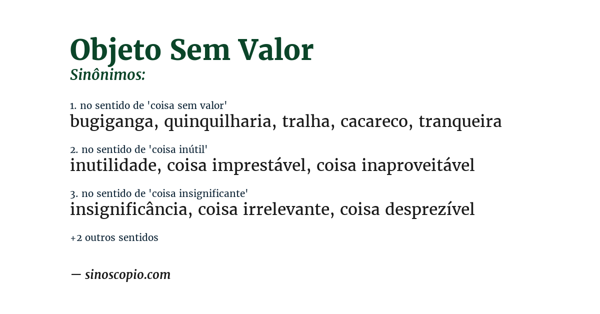 Sinônimo de objeto sem valor
