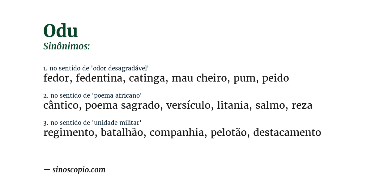 Sinônimo de odu