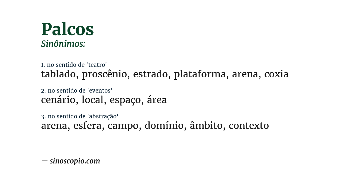 Sinônimo de palcos