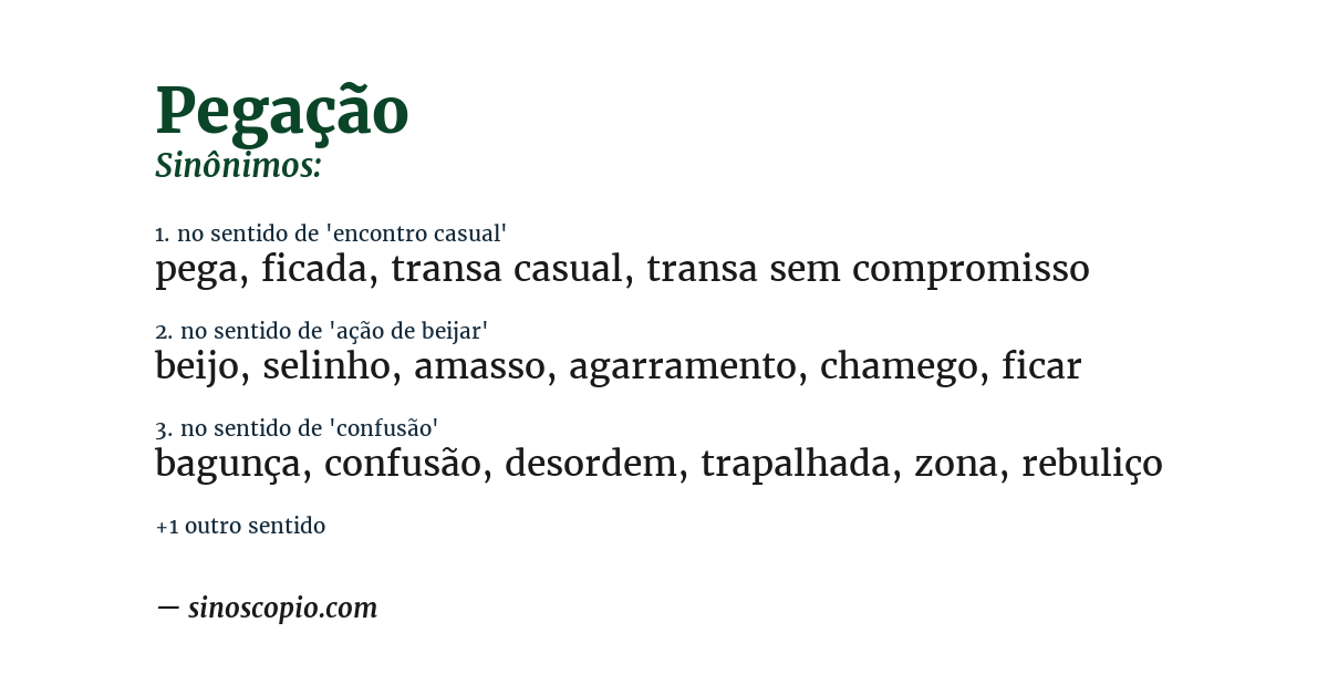 Sinônimo de pegação