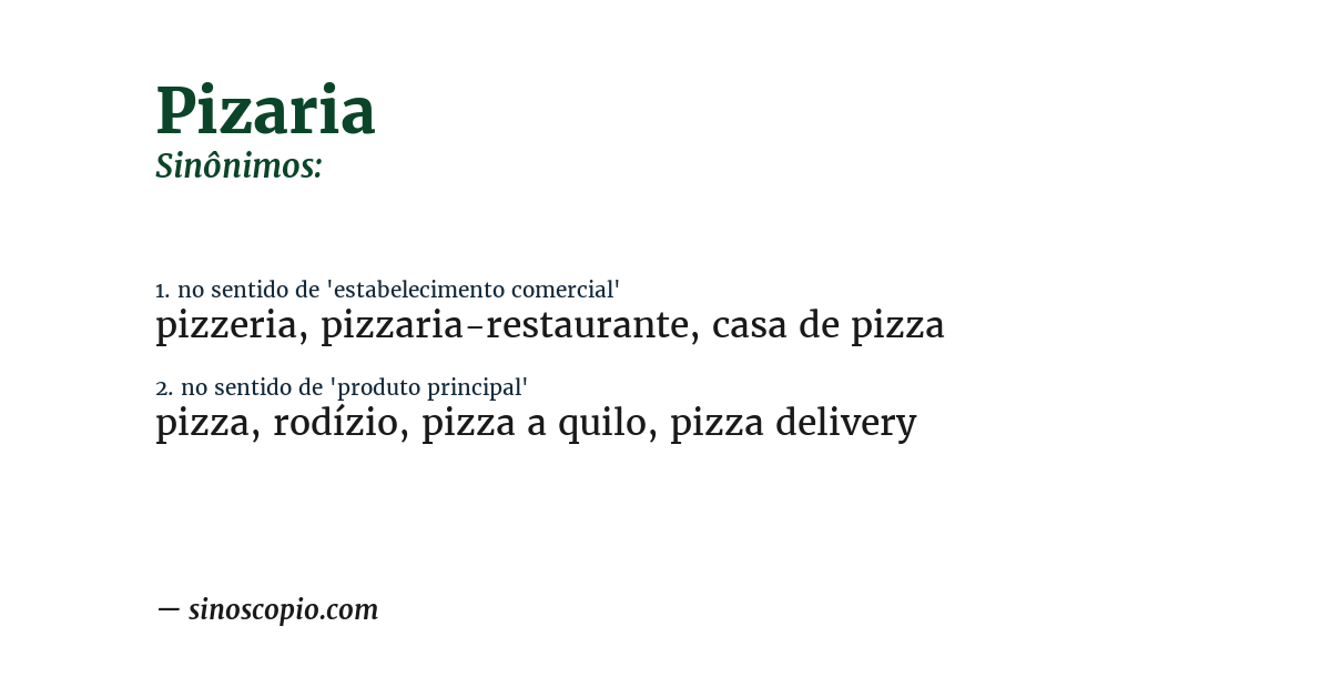 Sinônimo de pizaria