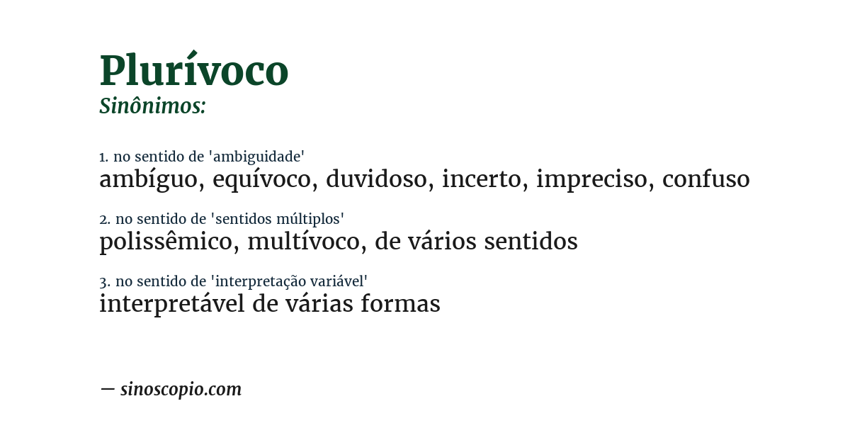 Sinônimo de plurívoco