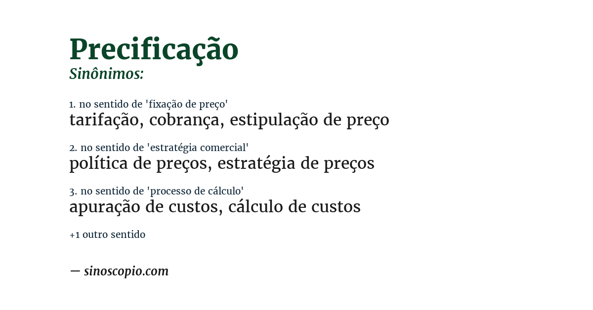 Sinônimo de precificação