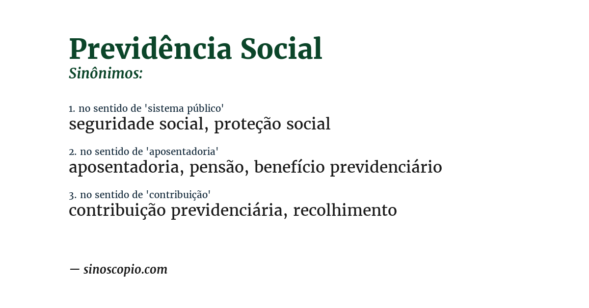 Sinônimo de previdência social