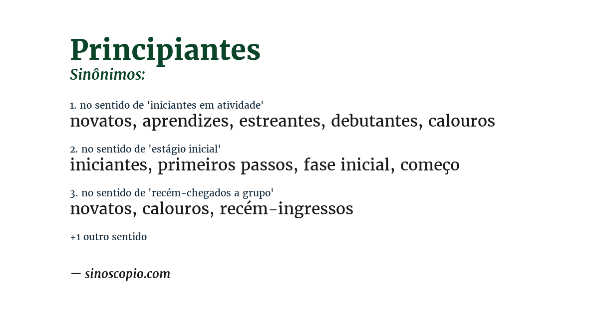 Sinônimo de principiantes