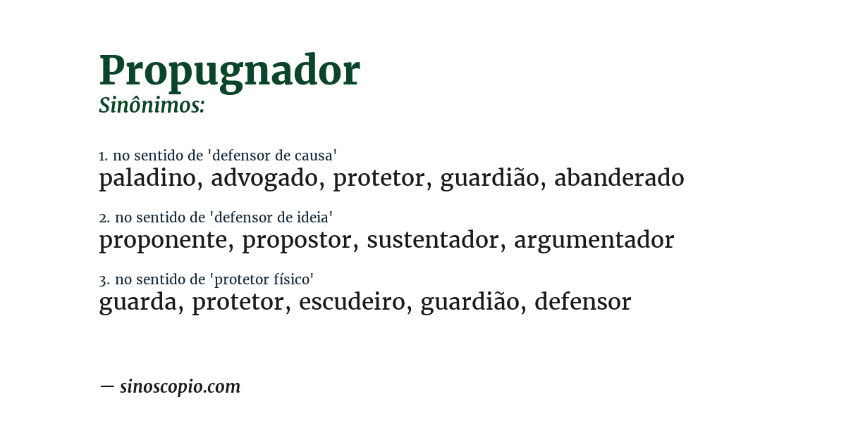 Sinônimo de propugnador