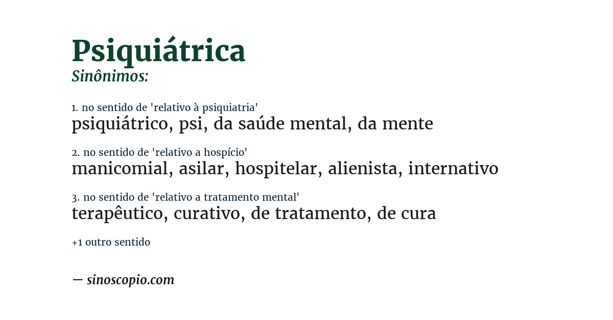 Sinônimo de psiquiátrica