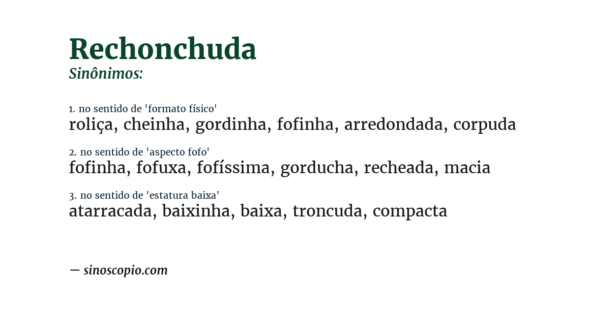 Sinônimo de rechonchuda