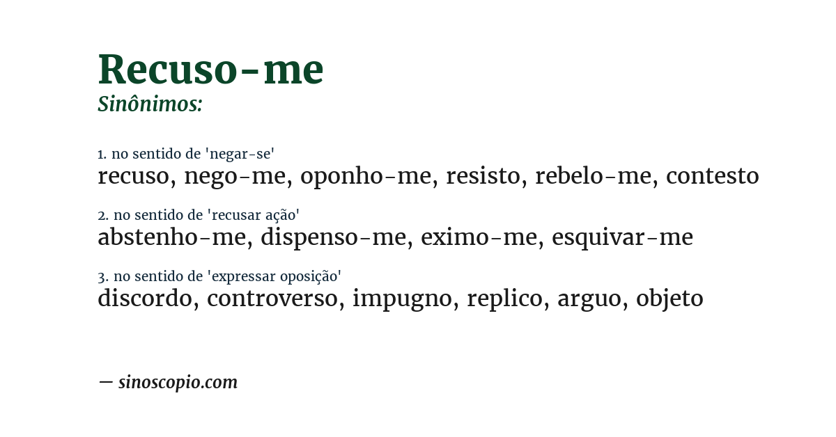 Sinônimo de recuso-me