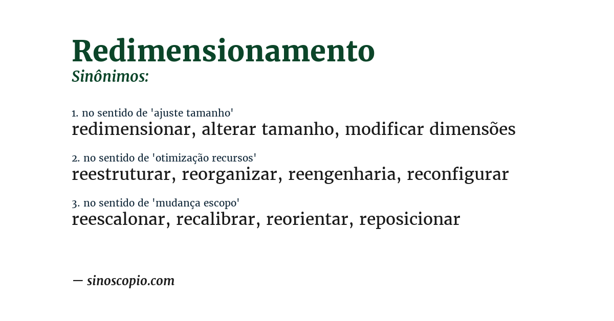 Sinônimo de redimensionamento