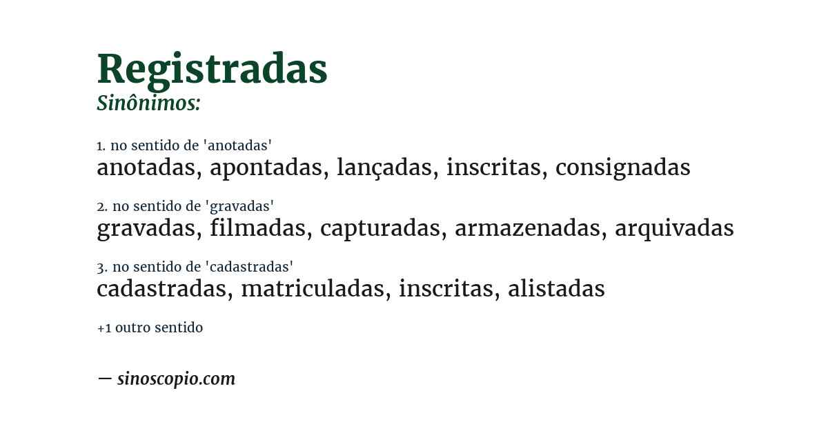 Sinônimo de registradas