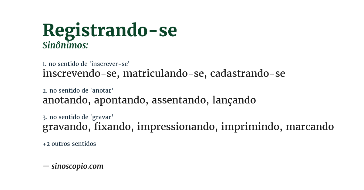 Sinônimo de registrando-se