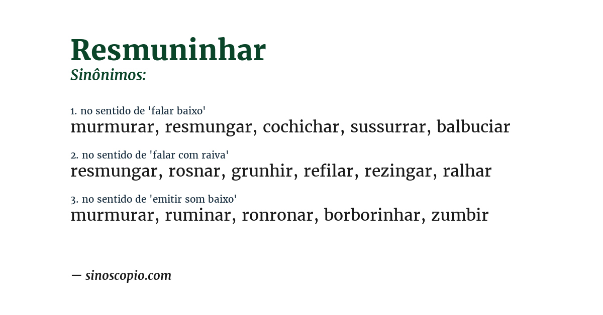 Sinônimo de resmuninhar