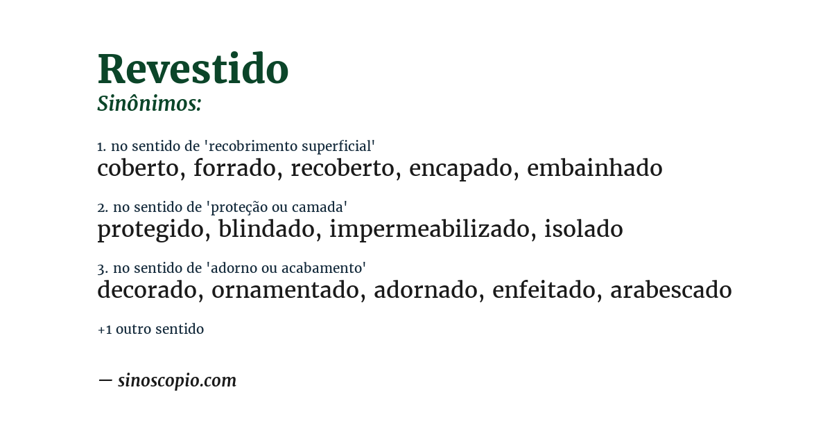 Sinônimo de revestido