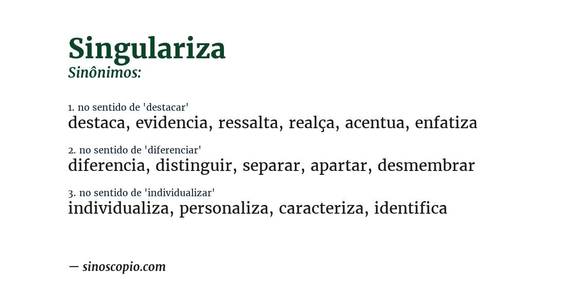 Sinônimo de singulariza