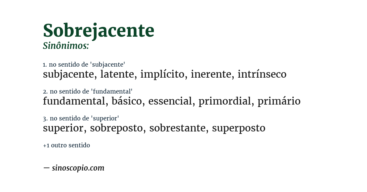 Sinônimo de sobrejacente