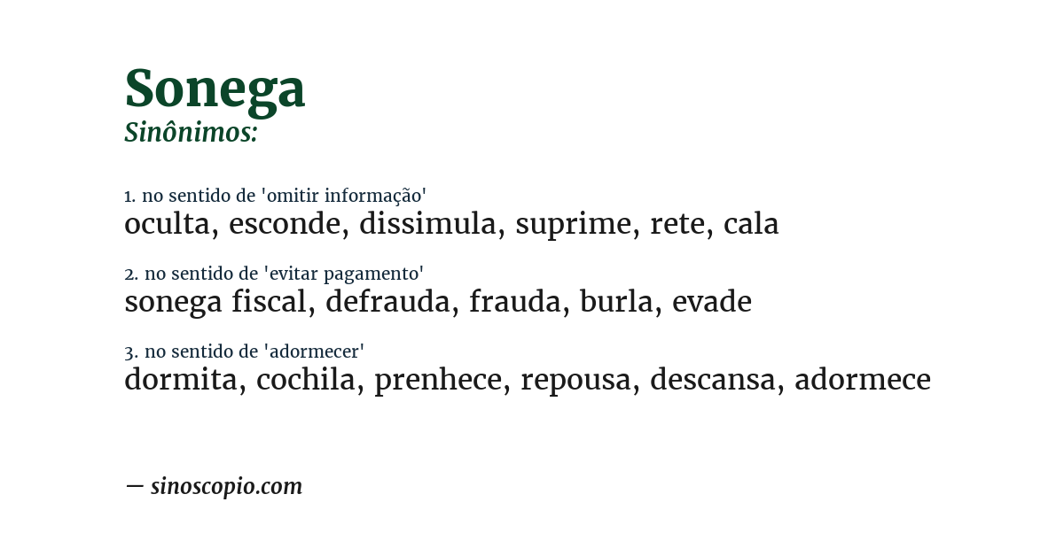 Sinônimo de sonega