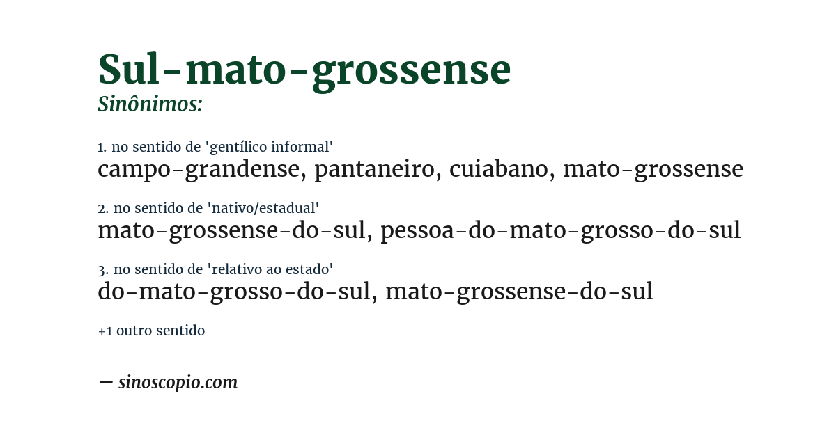 Sinônimo de sul-mato-grossense