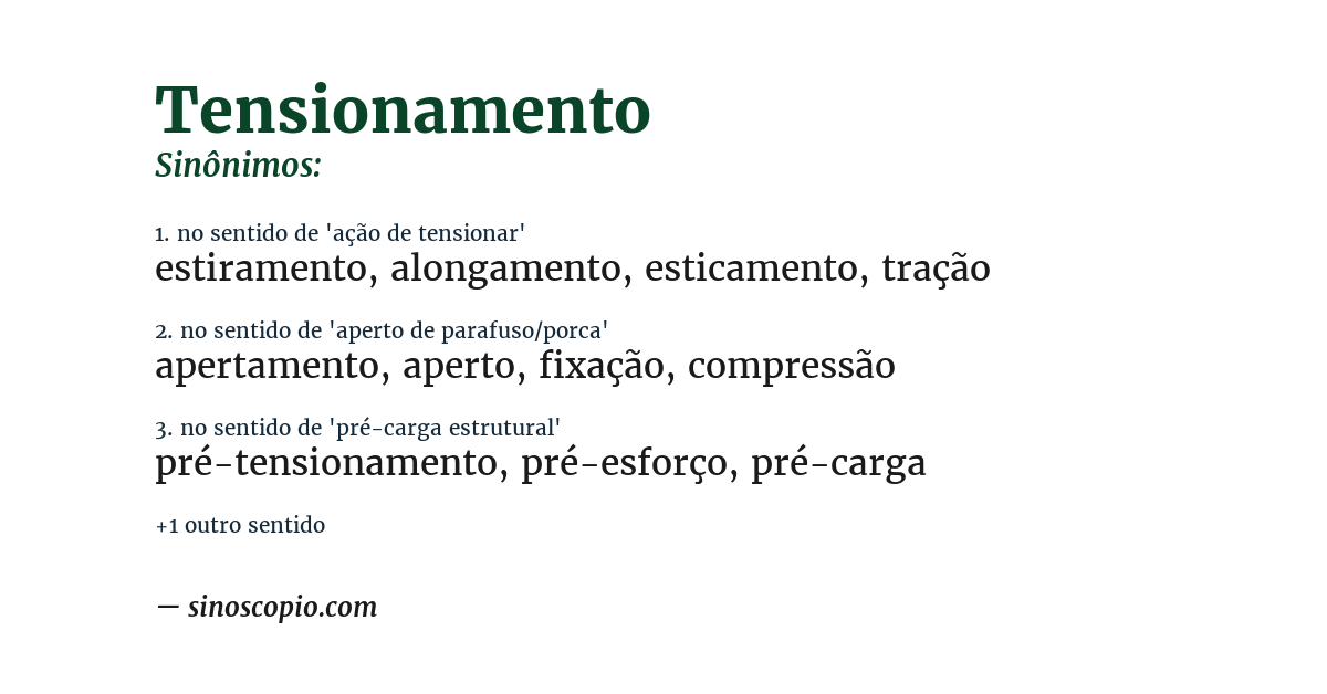 Sinônimo de tensionamento