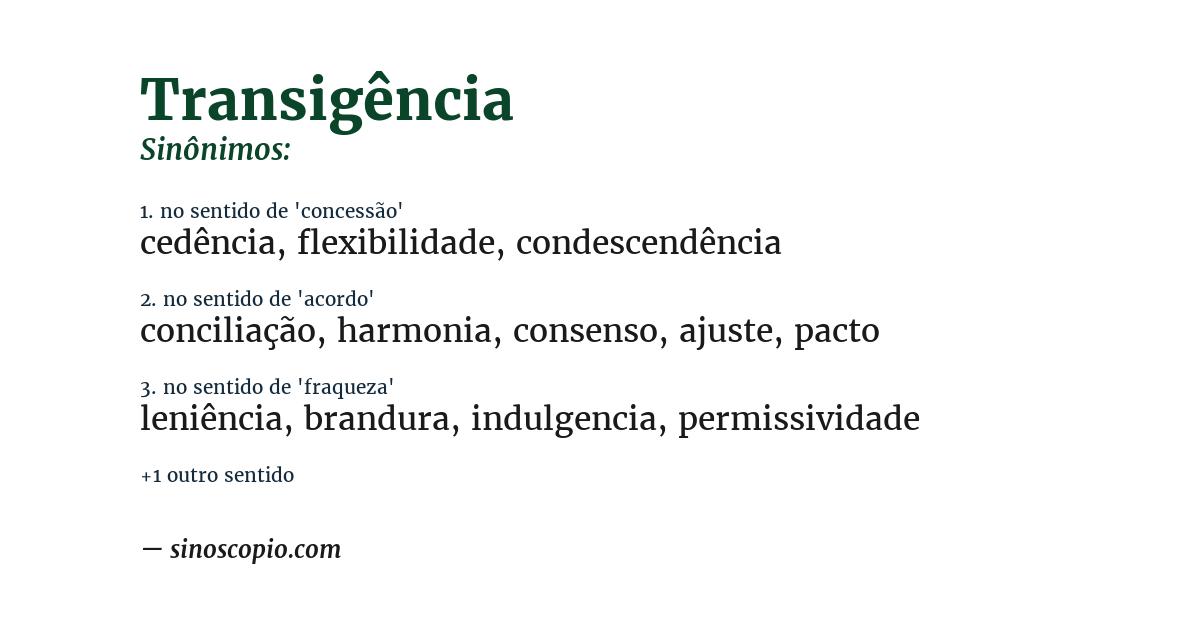 Sinônimo de transigência