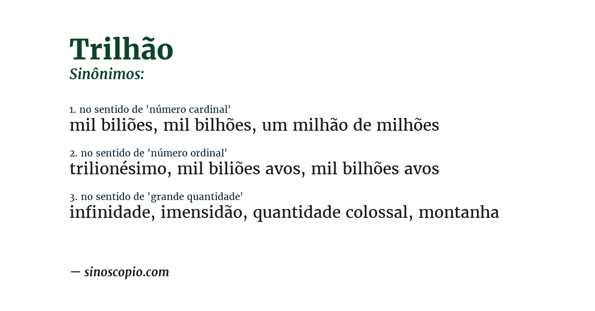 Sinônimo de trilhão