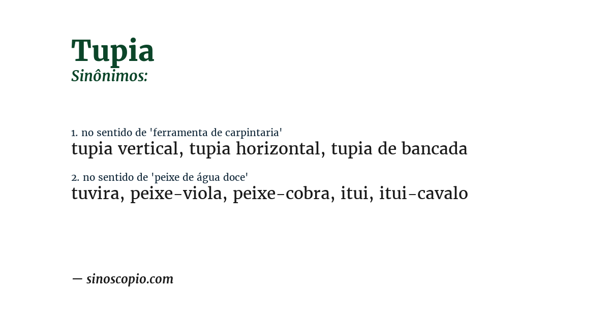 Sinônimo de tupia