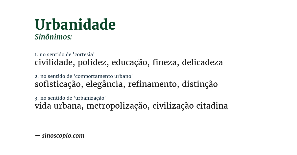 Sinônimo de urbanidade