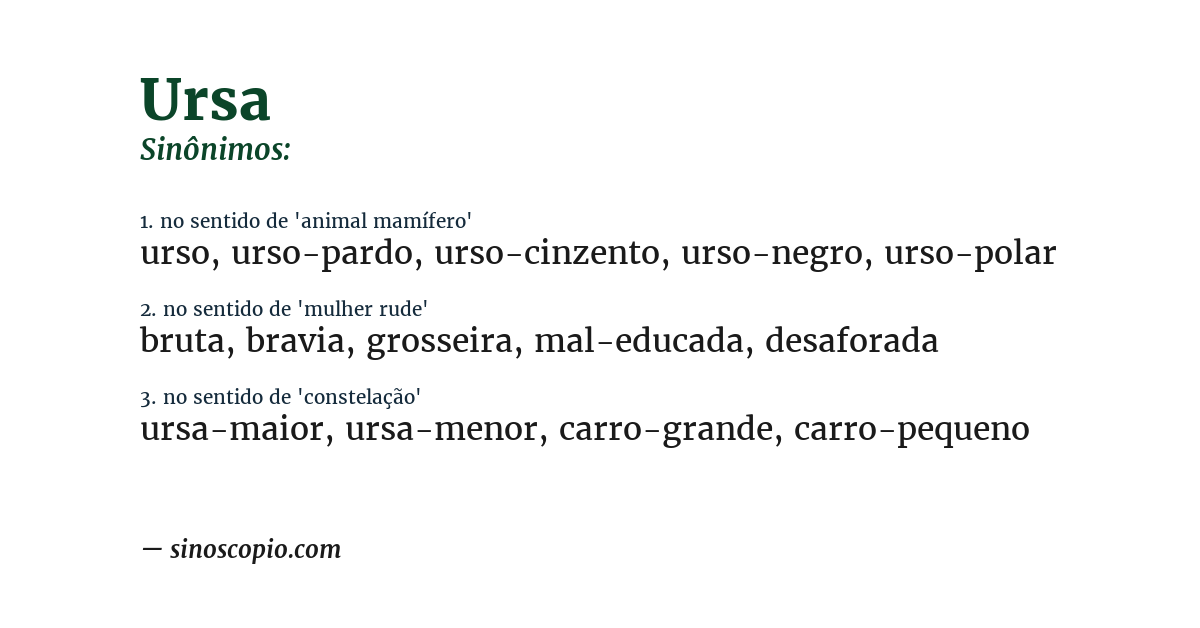 Sinônimo de ursa