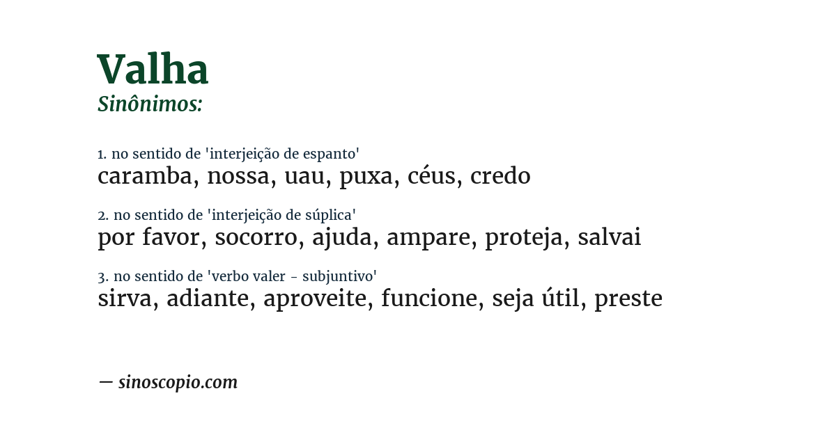 Sinônimo de valha