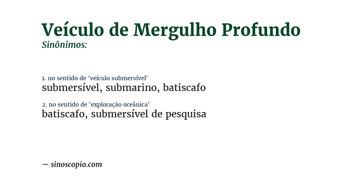 Sinônimo de veículo de mergulho profundo