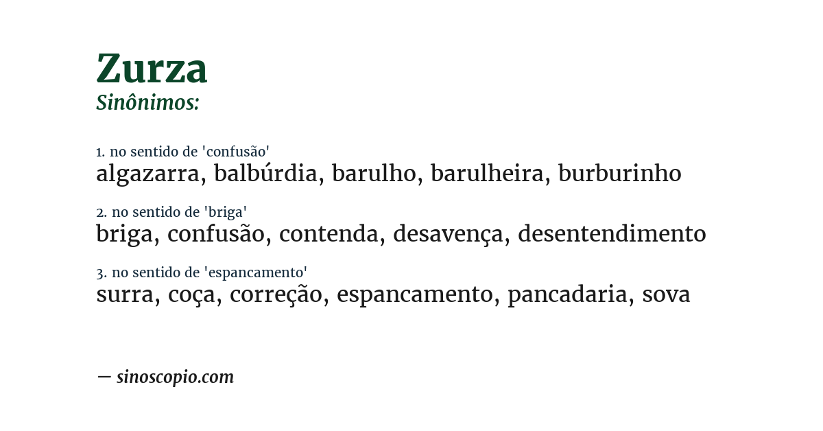 Sinônimo de zurza