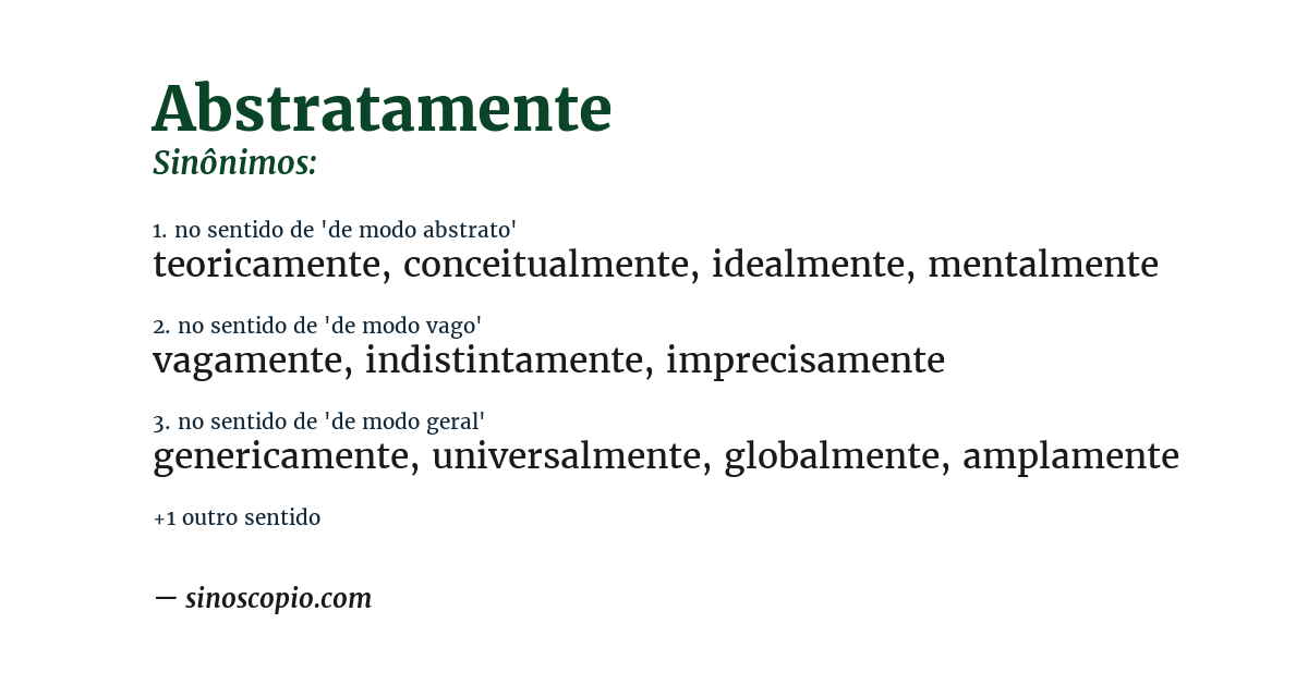 Sinônimo de abstratamente