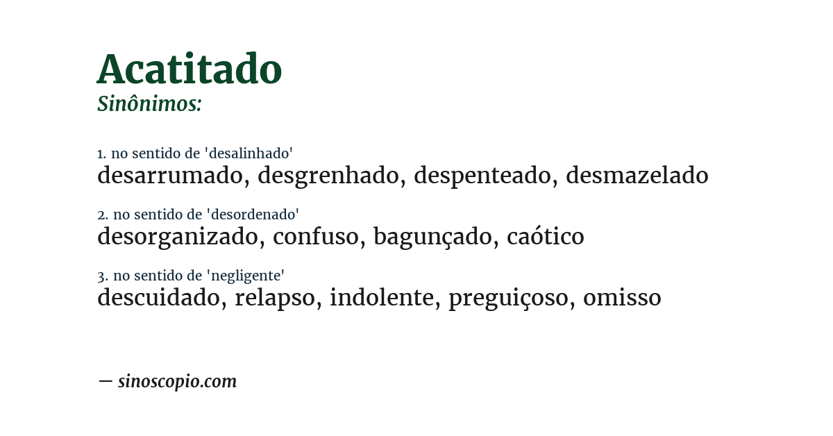 Sinônimo de acatitado