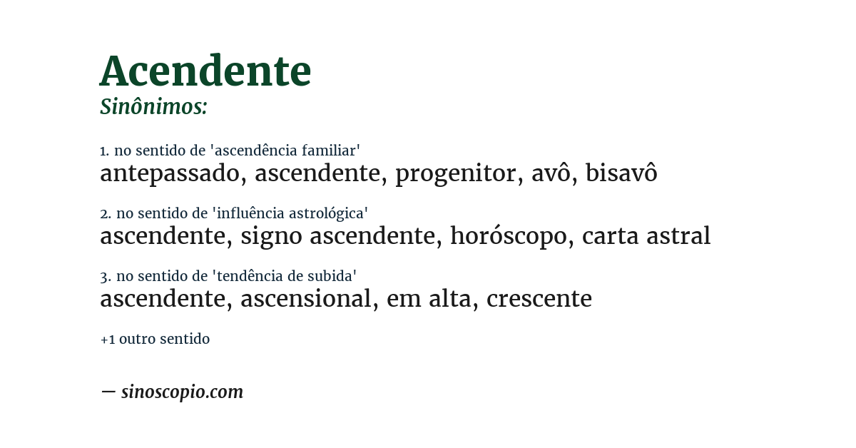 Sinônimo de acendente