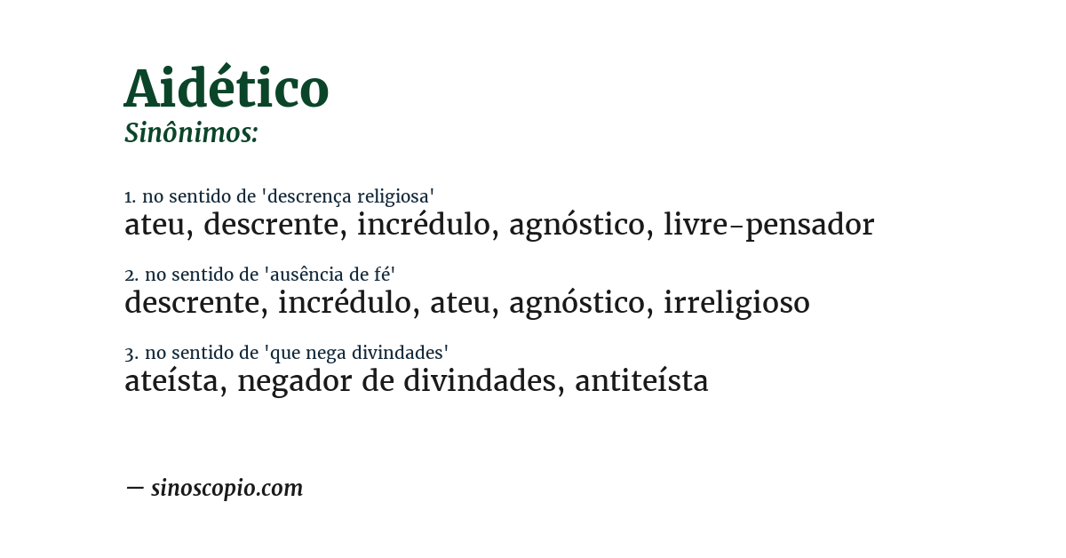 Sinônimo de aidético