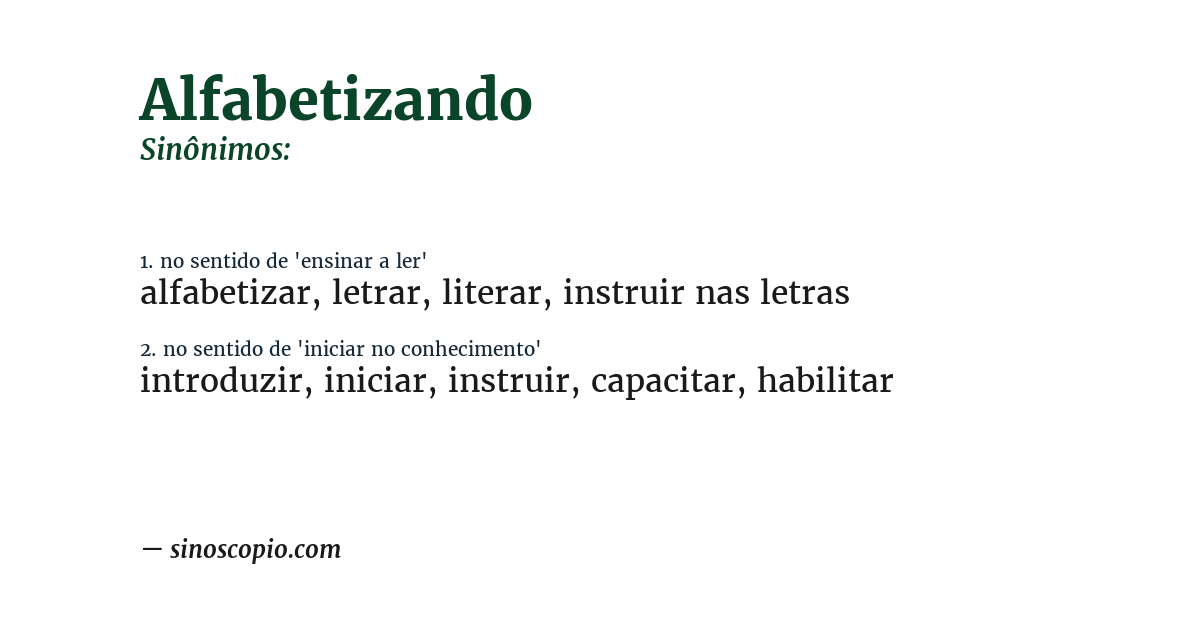 Sinônimo de alfabetizando