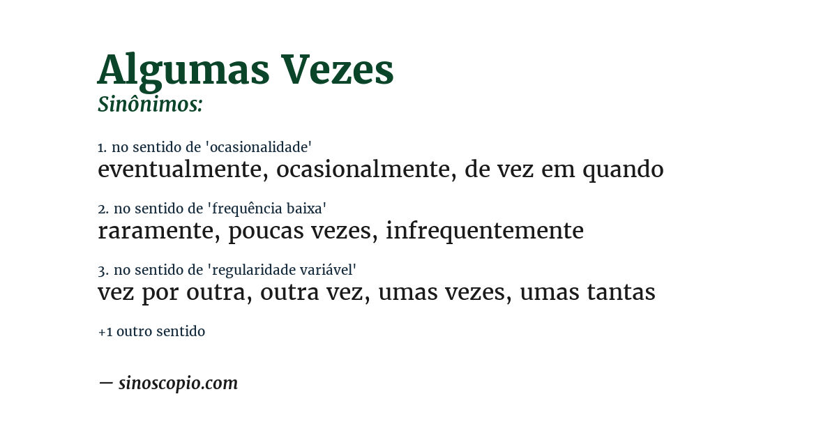 Sinônimo de algumas vezes