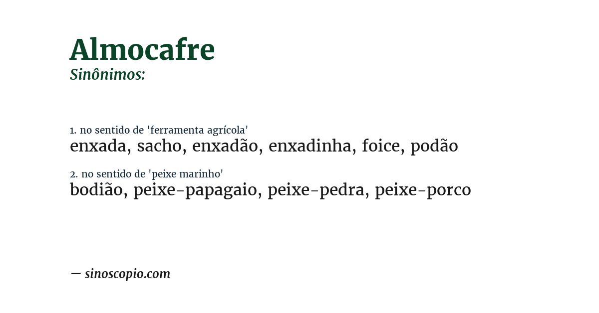 Sinônimo de almocafre