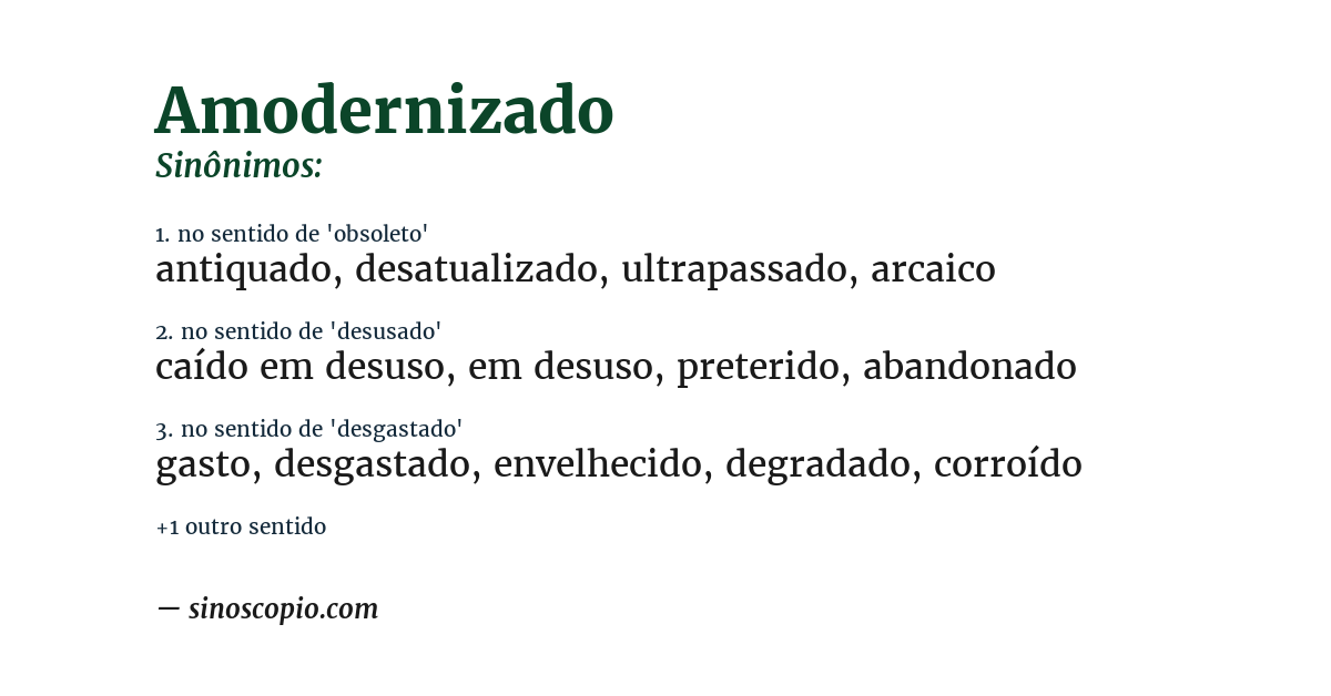 Sinônimo de amodernizado