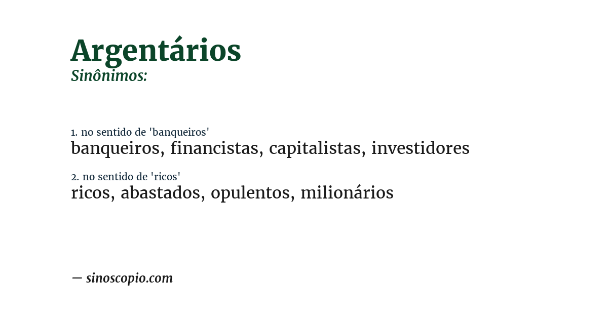 Sinônimo de argentários