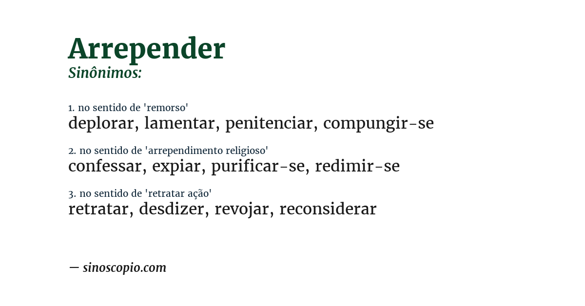 Sinônimo de arrepender