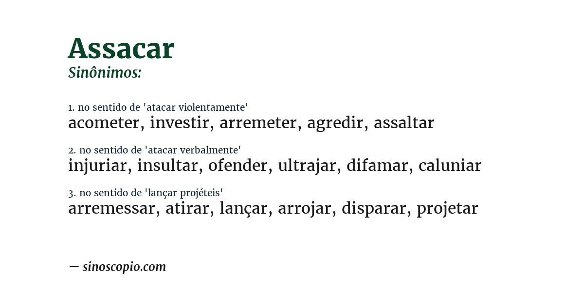 Sinônimo de assacar
