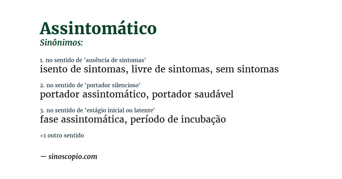 Sinônimo de assintomático