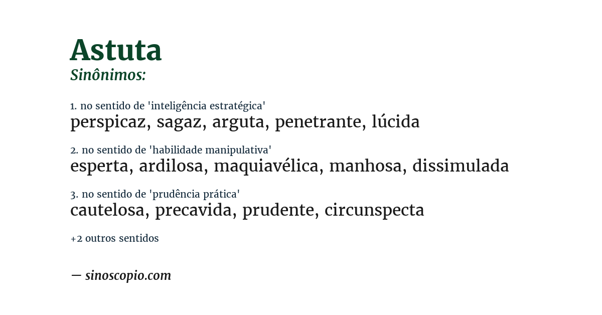 Sinônimo de astuta