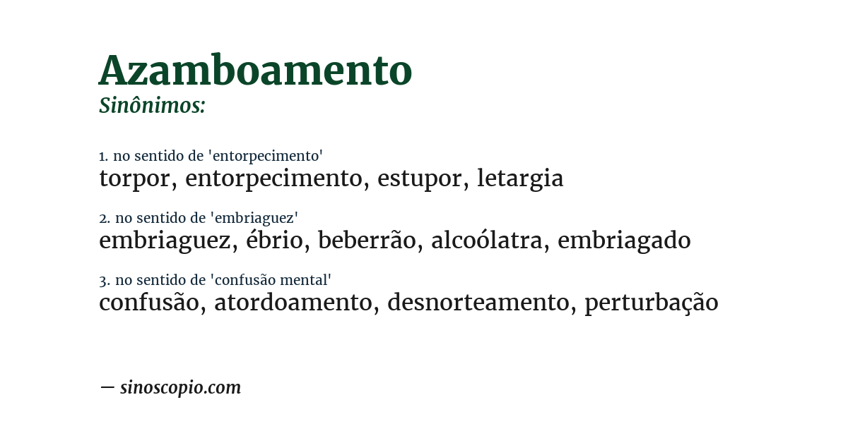Sinônimo de azamboamento