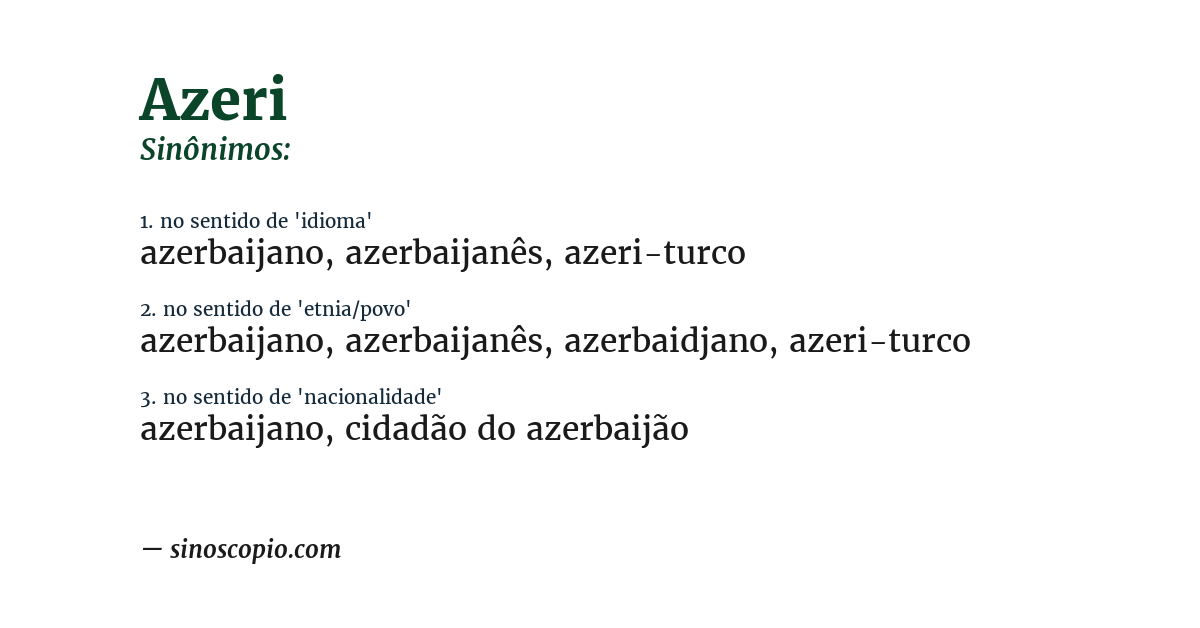 Sinônimo de azeri