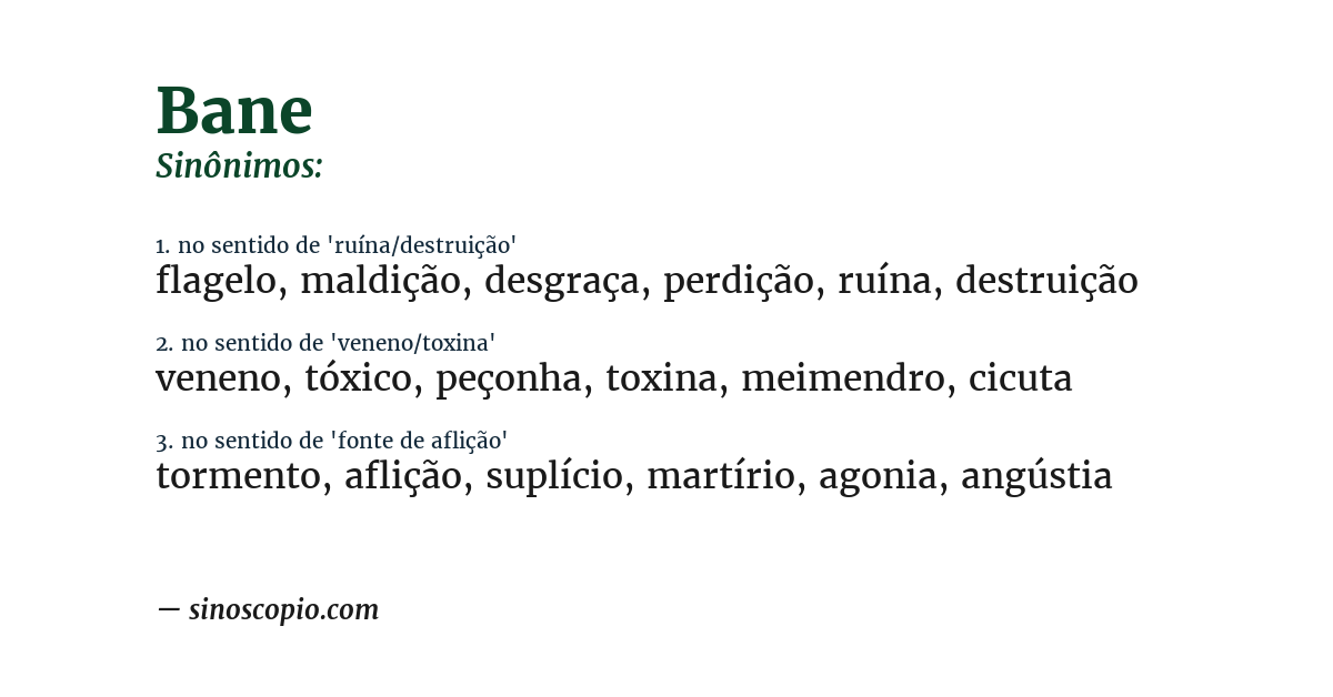 Sinônimo de bane