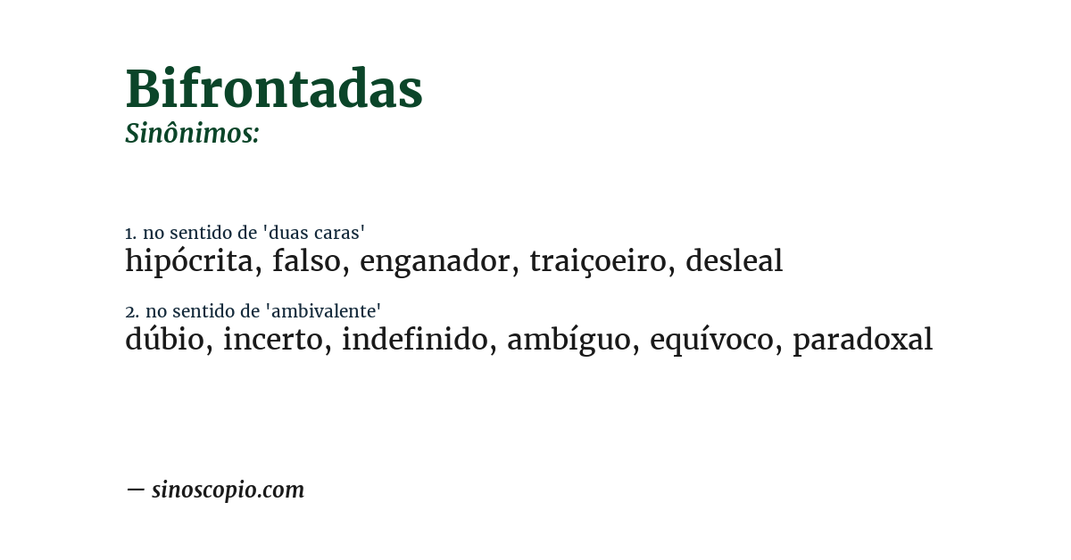 Sinônimo de bifrontadas