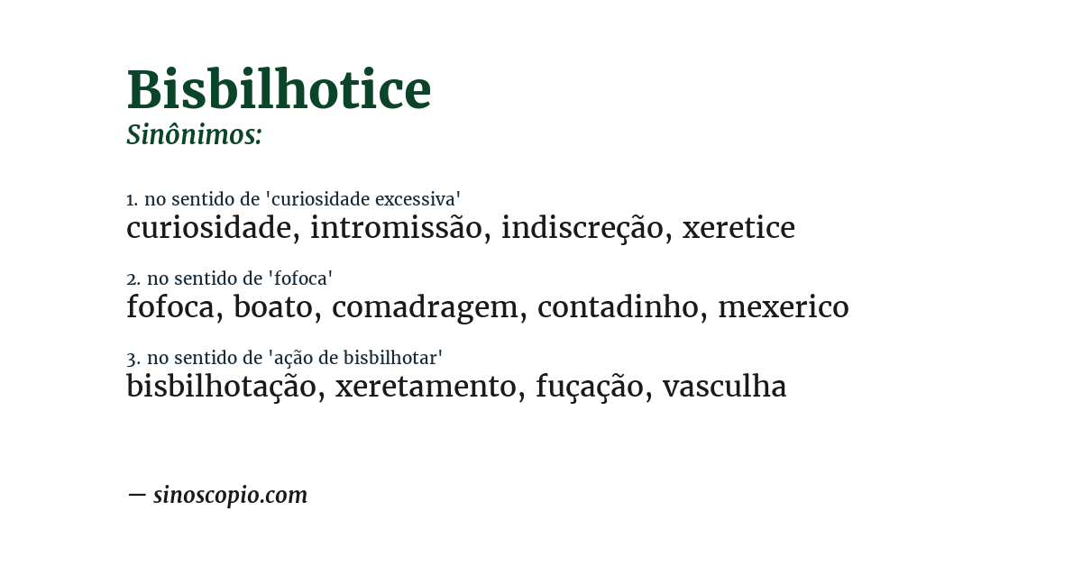 Sinônimo de bisbilhotice