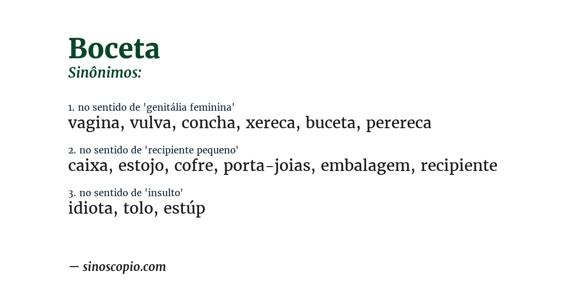 Sinônimo de boceta